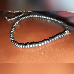 Silver Glass Bead Handmade Stretch Bracelet